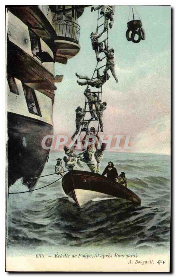 CPA Bateau Guerre Echelle de poupe d apres Bourgain