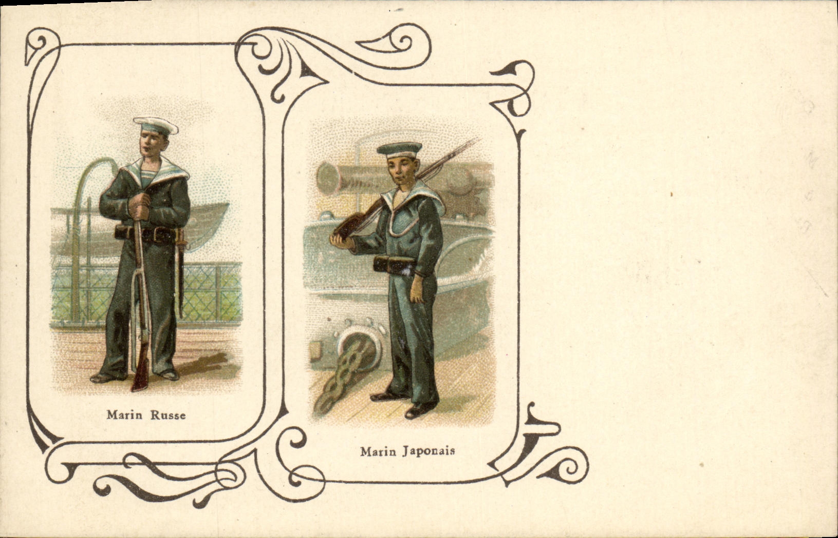 CPA Bateau Guerre Marin russe Marin Japonais Japon Russie
