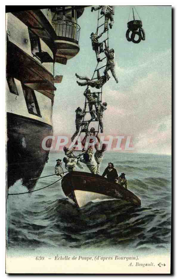 CPA Bateau Echelle de Poupe d apres Bourgain 