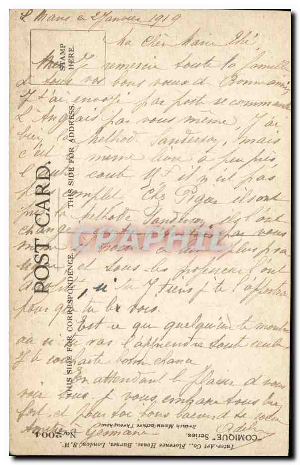 CPA Bateau Marin FEmme Chouette — Back