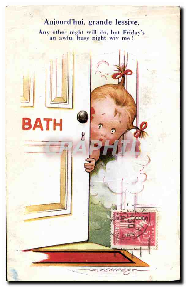 CPA Fantaisie Enfant Aujourd hui grande lessive Bath Enfant