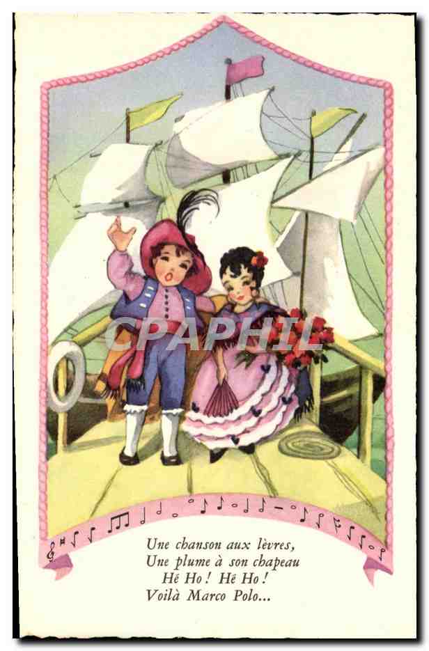 CPA Fantaisie Enfants voilier 