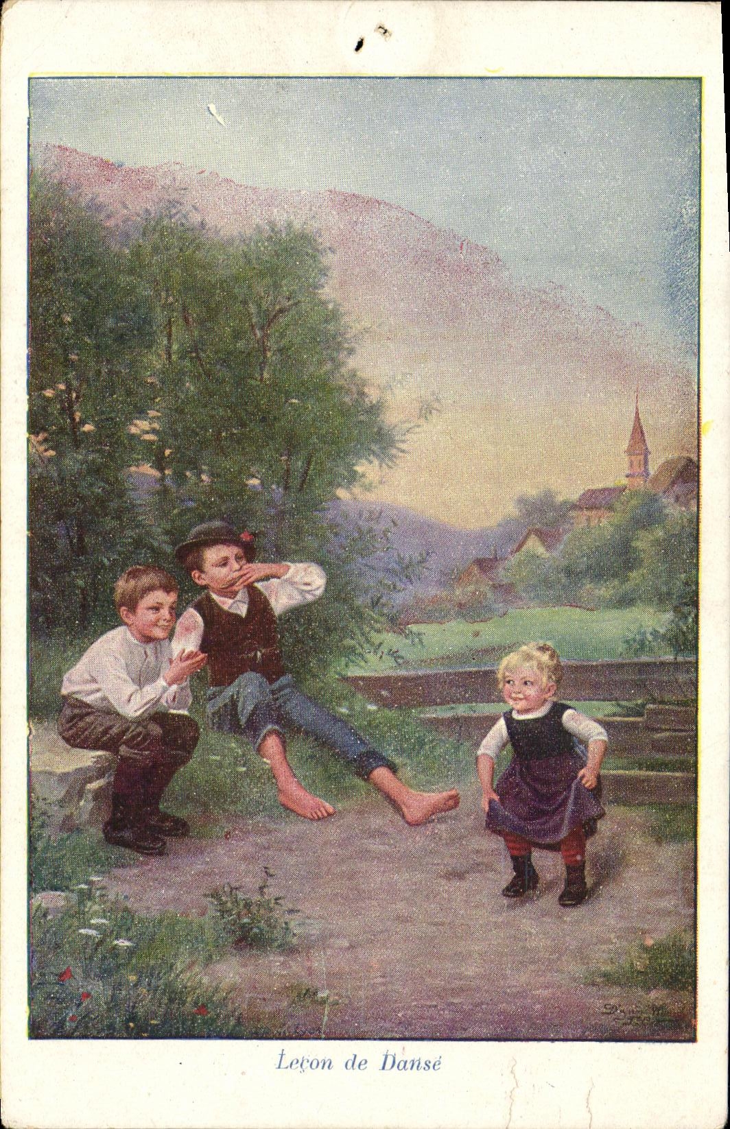 CPA Fantaisie Enfants Lecon de danse