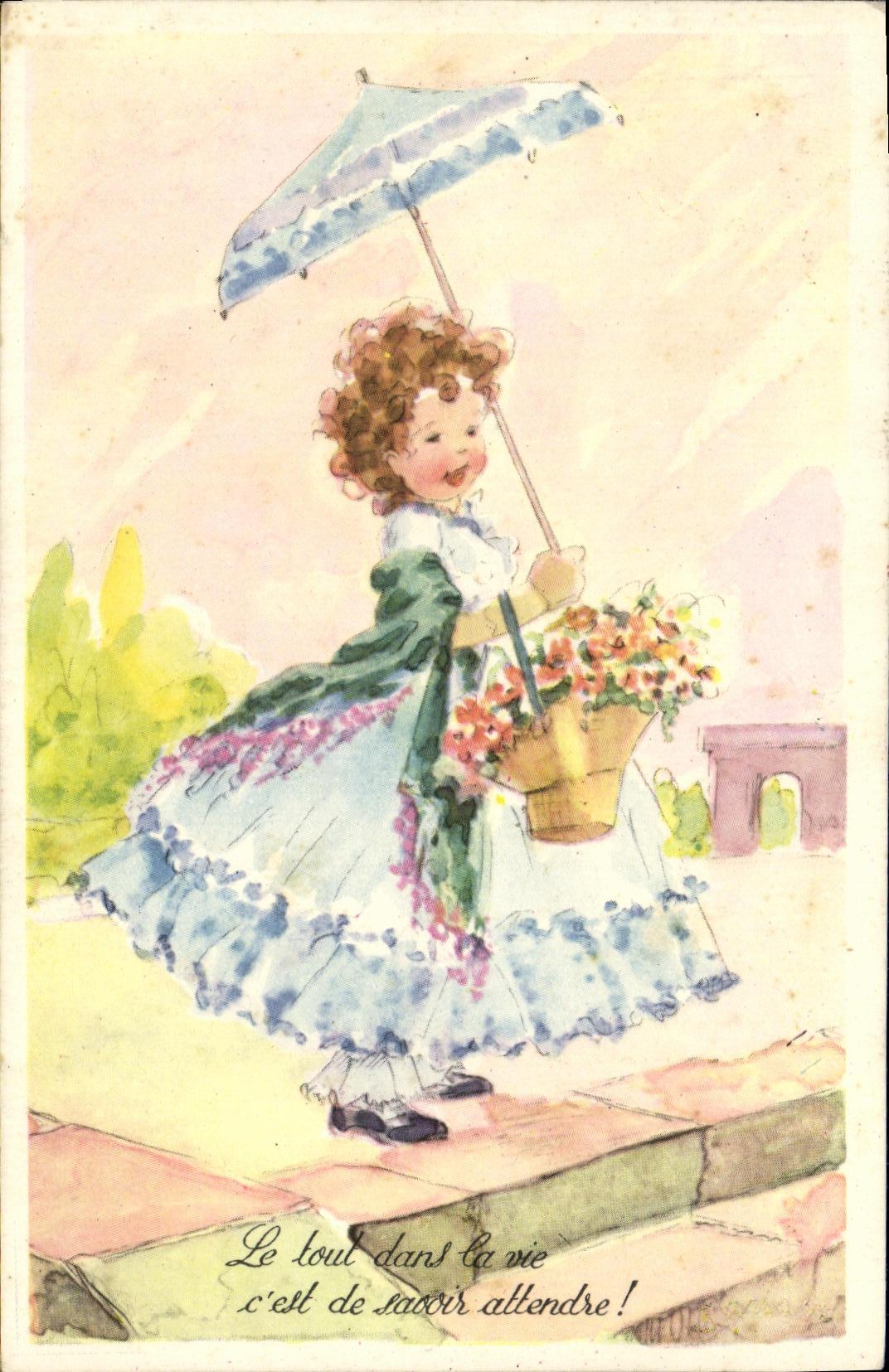 CPA Fantaisie Enfant ombrelle
