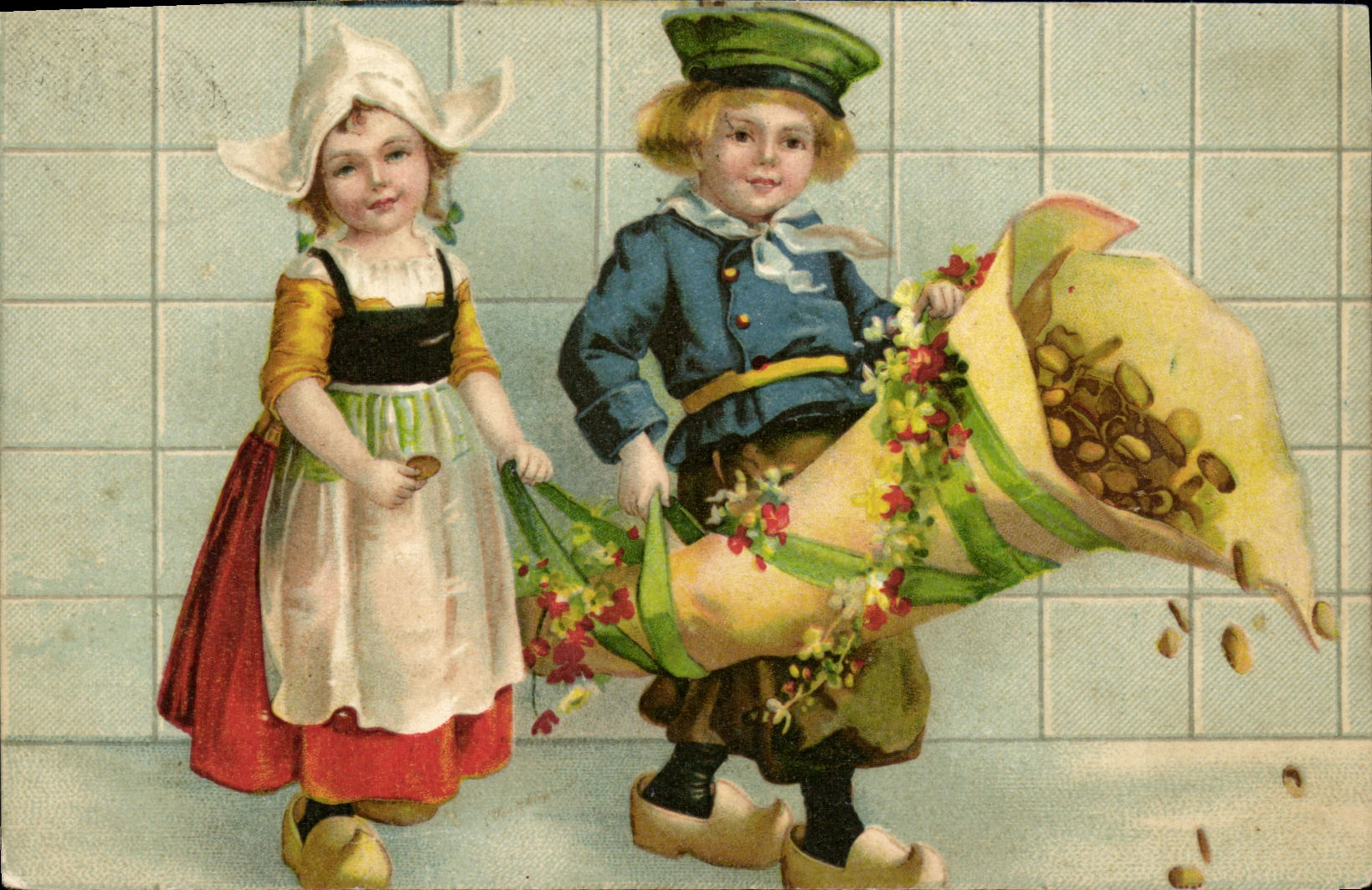 CPA Fantaisie Enfants Corne d abondance