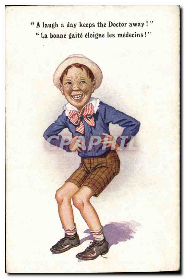 CPA Fantaisie Enfant A laugh a day keeps the doctor away Docteur