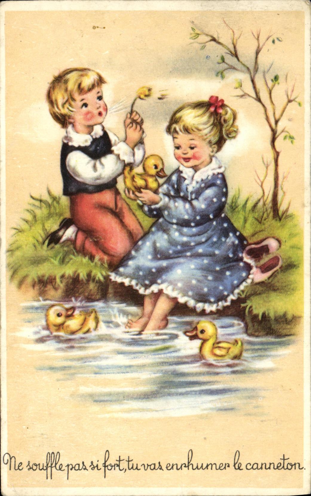 CPA Fantaisie Enfants Canards
