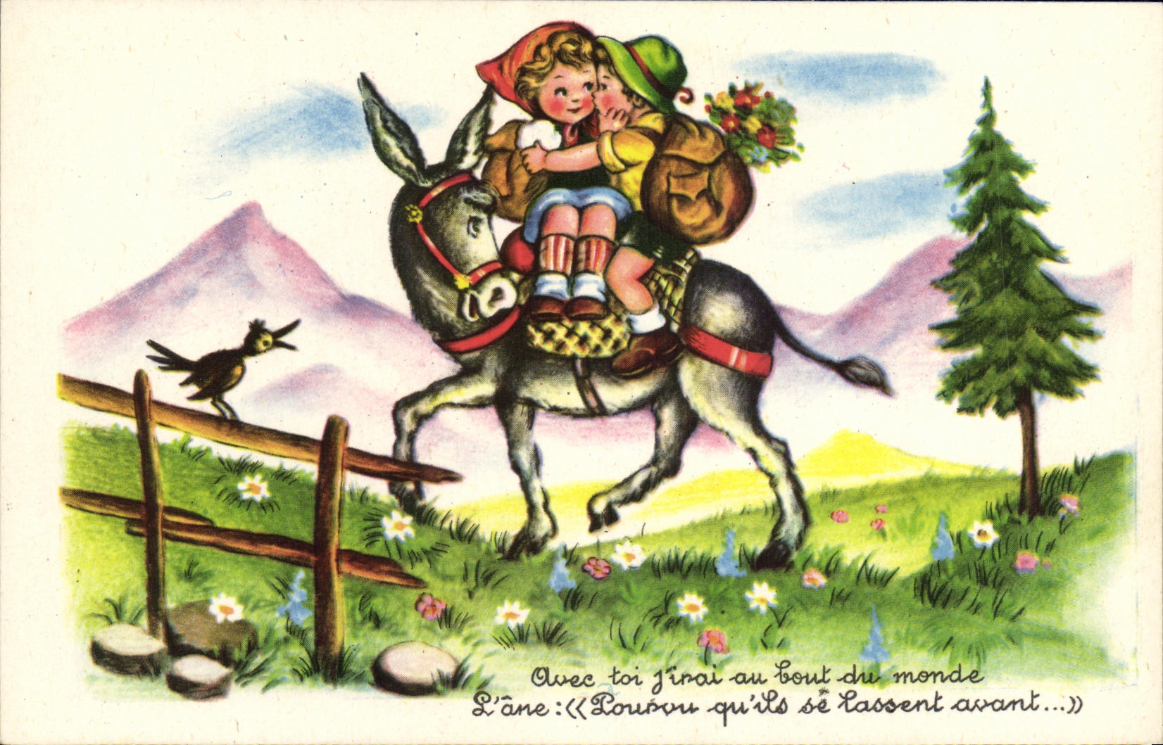 CPA Fantaisie Enfants Ane 