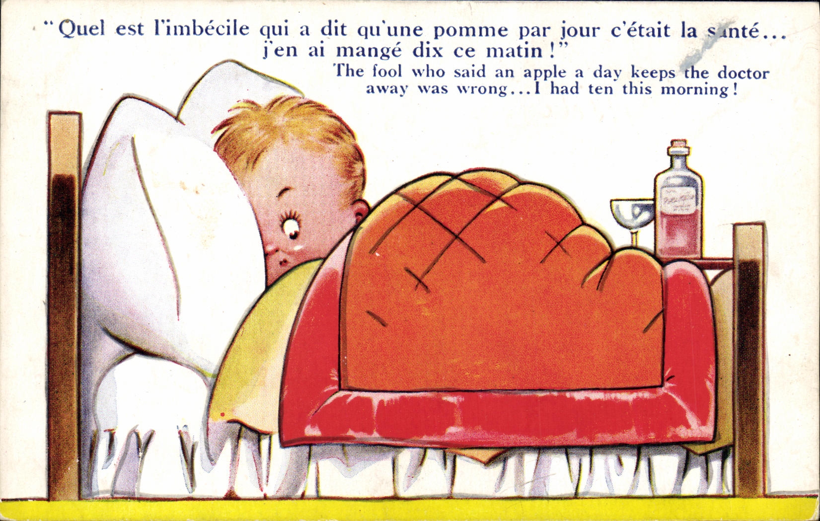CPA Fantaisie Enfant Quel est l imbecile qui a dit qu une pomme par jour c etait la sante 