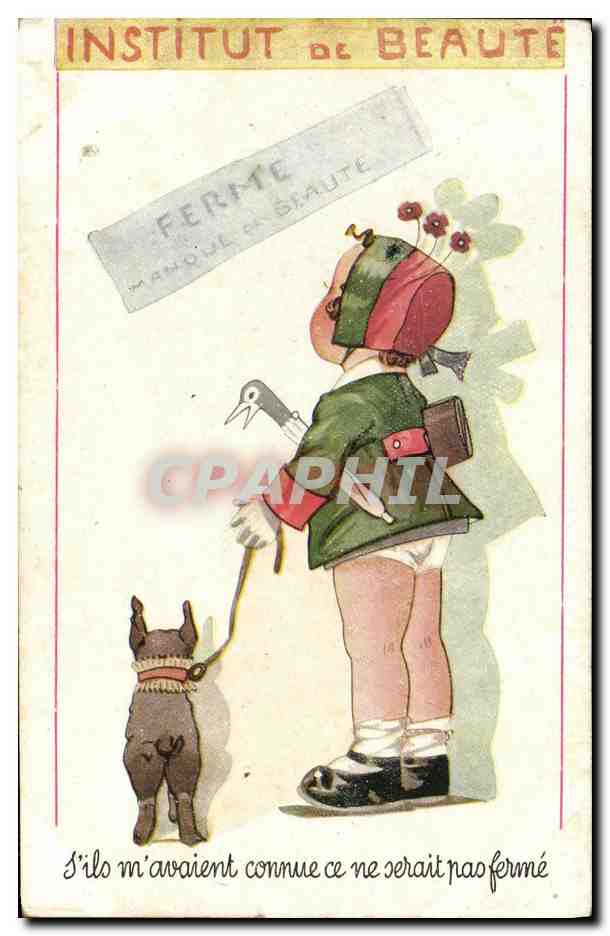 CPA Fantaisie Enfant Institut de beaute Chien 