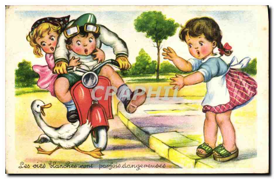 CPA Fantaisie Enfants Moto