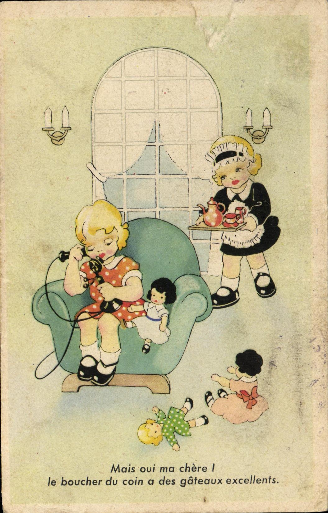 CPA Fantaisie Enfants Poupees Telephone
