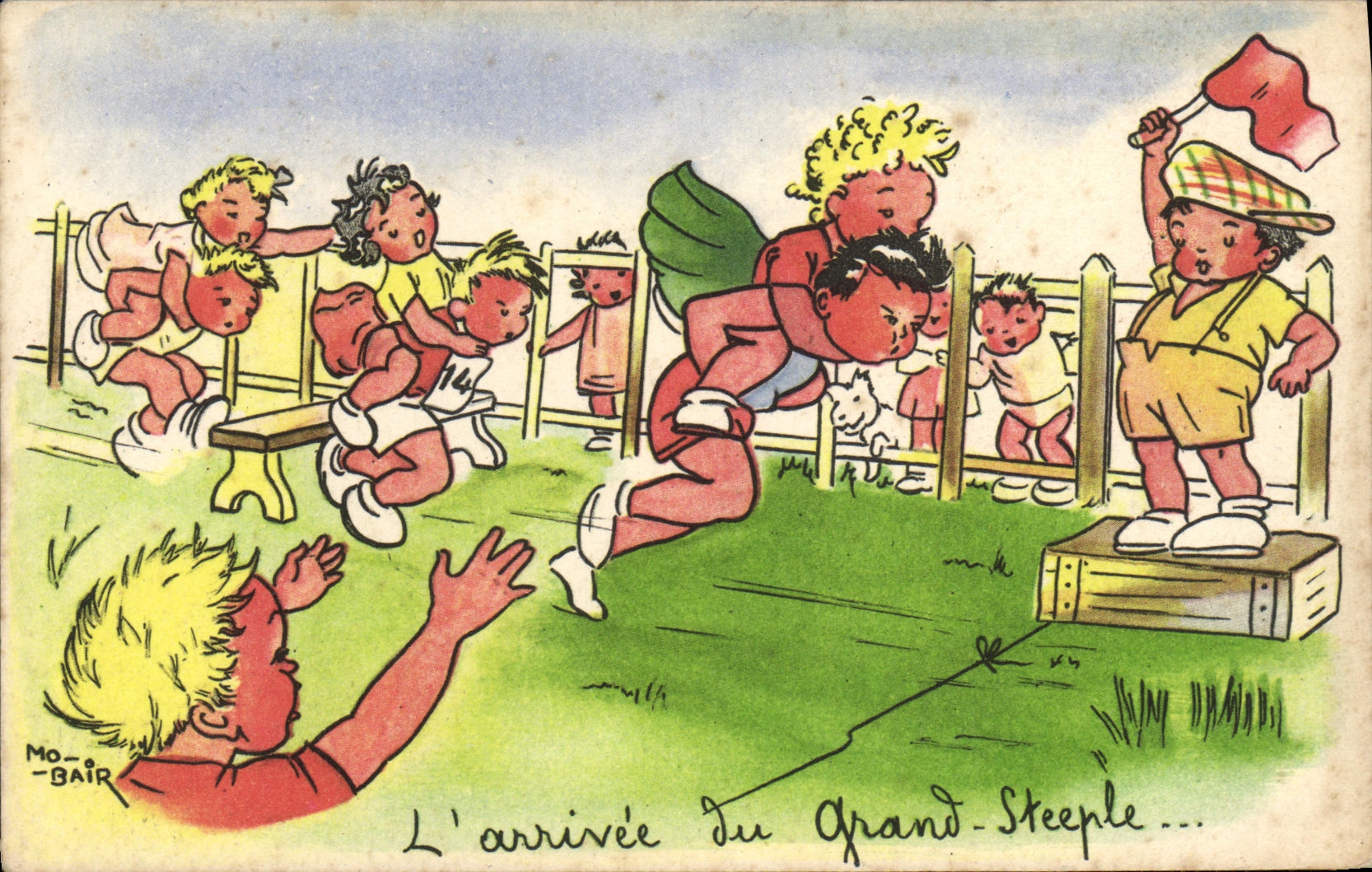 CPA Fantaisie Enfants Arrivee du rgand steeple Course Sport 