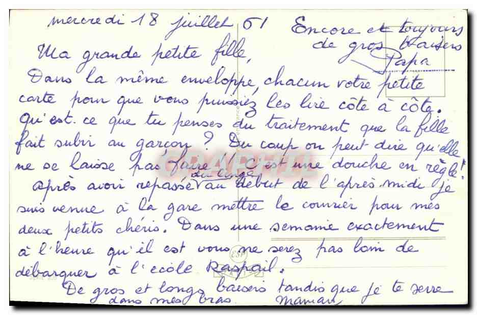 CPA Fantaisie Enfants Ca t apprendra a me traiter de poule mouillee — Rückseite