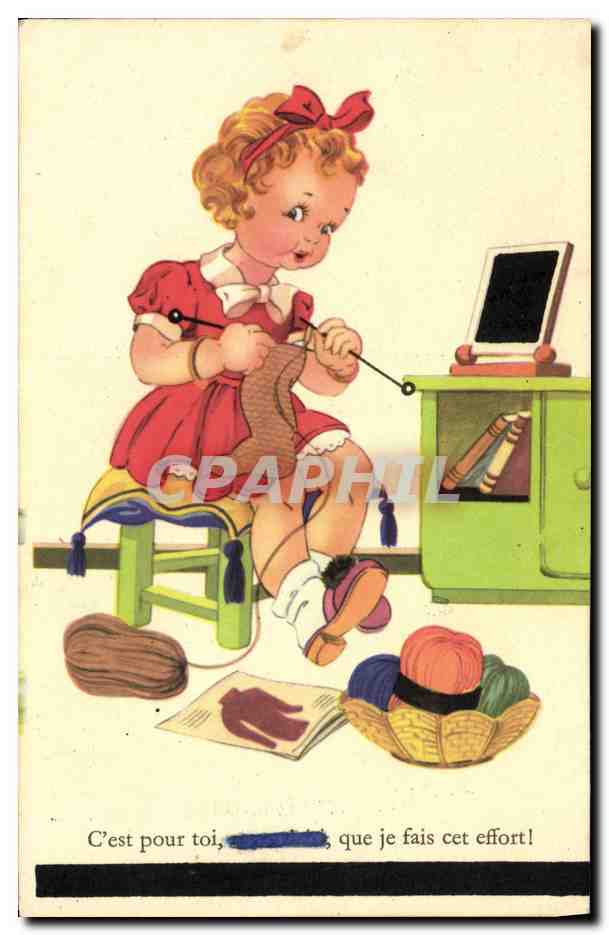 CPA Fantaisie Enfant Tricot