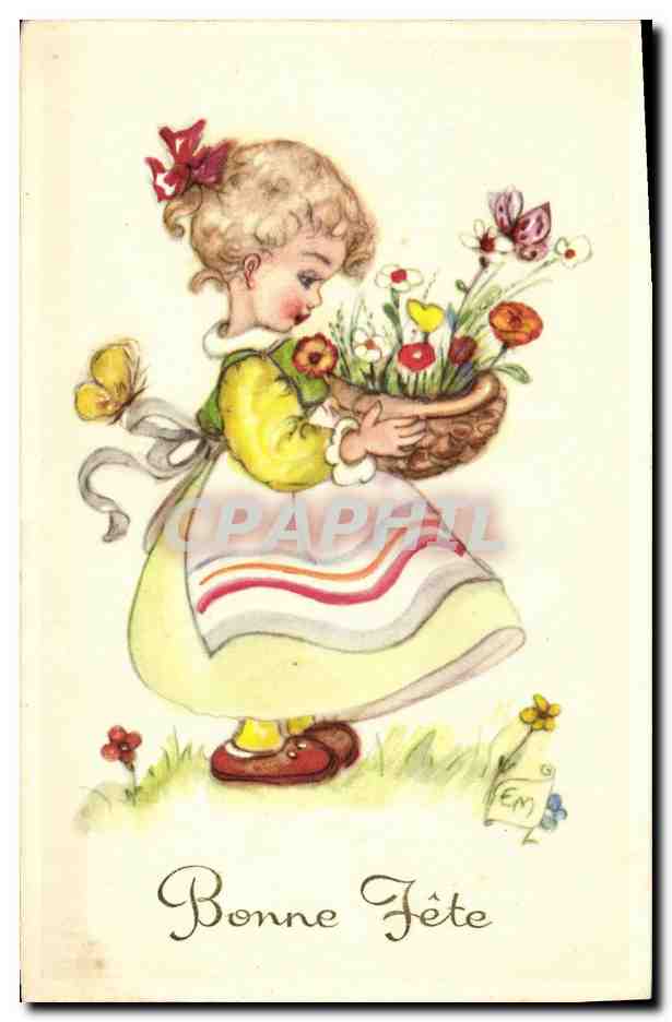 CPA Fantaisie Enfant Fleur
