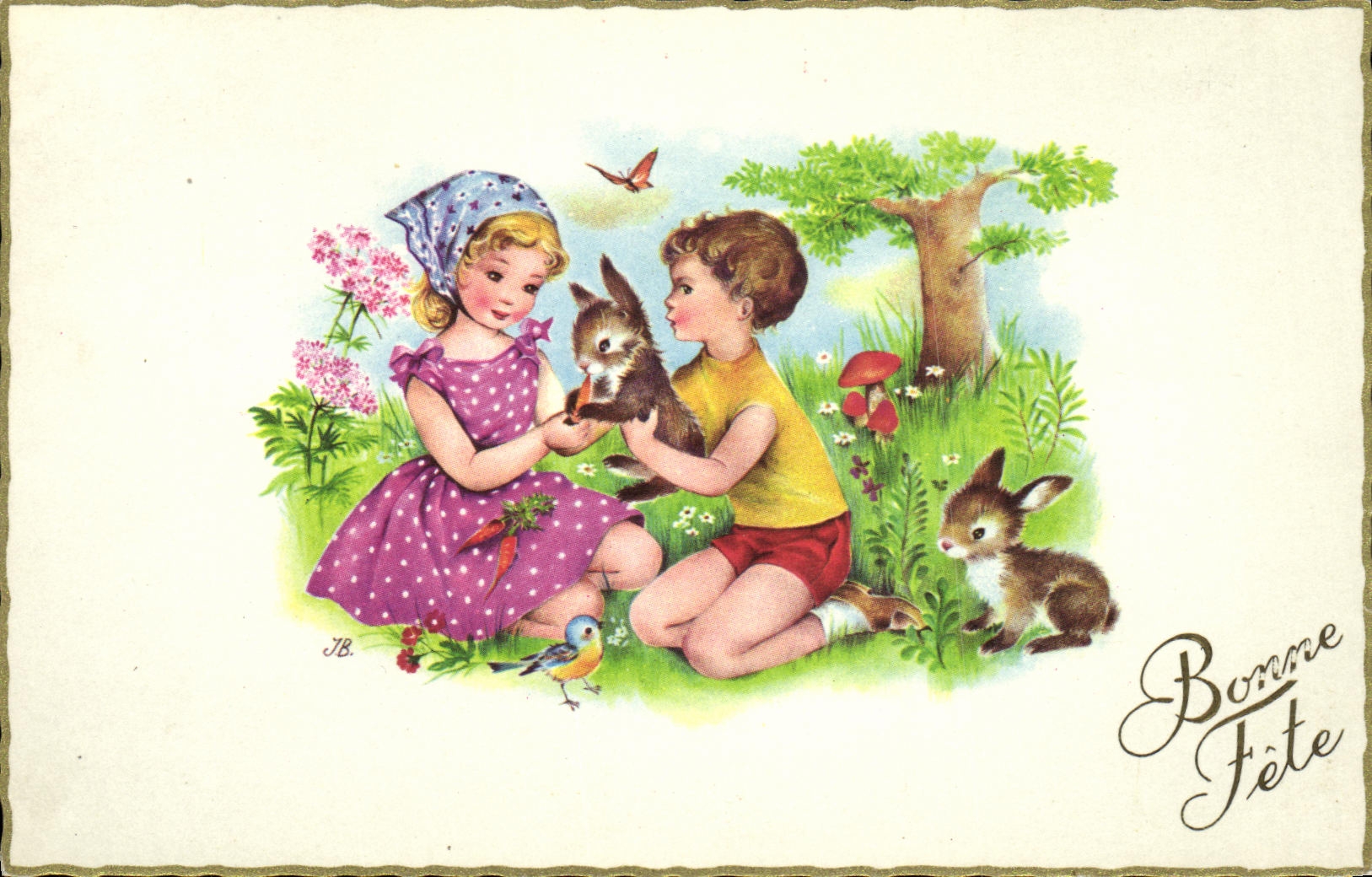 CPA Fantaisie Enfants Lapins