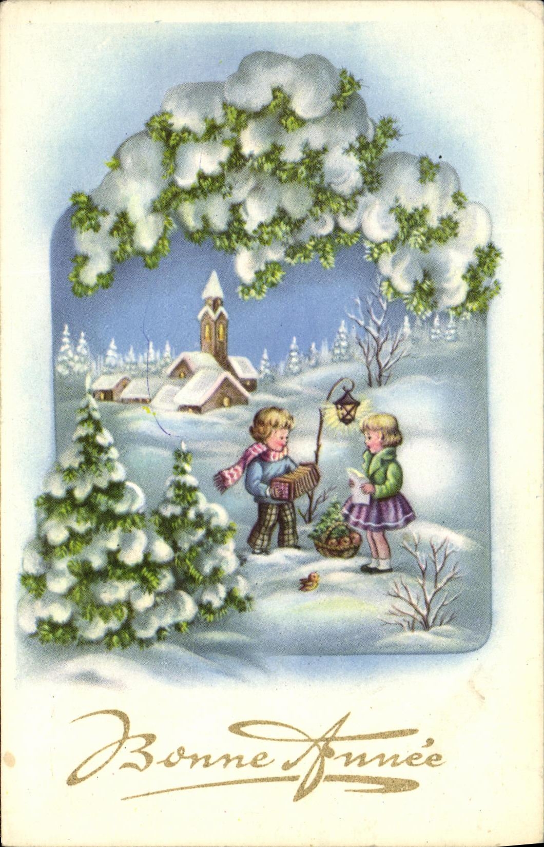 CPA Fantaisie Enfants Bonne annee Accordon