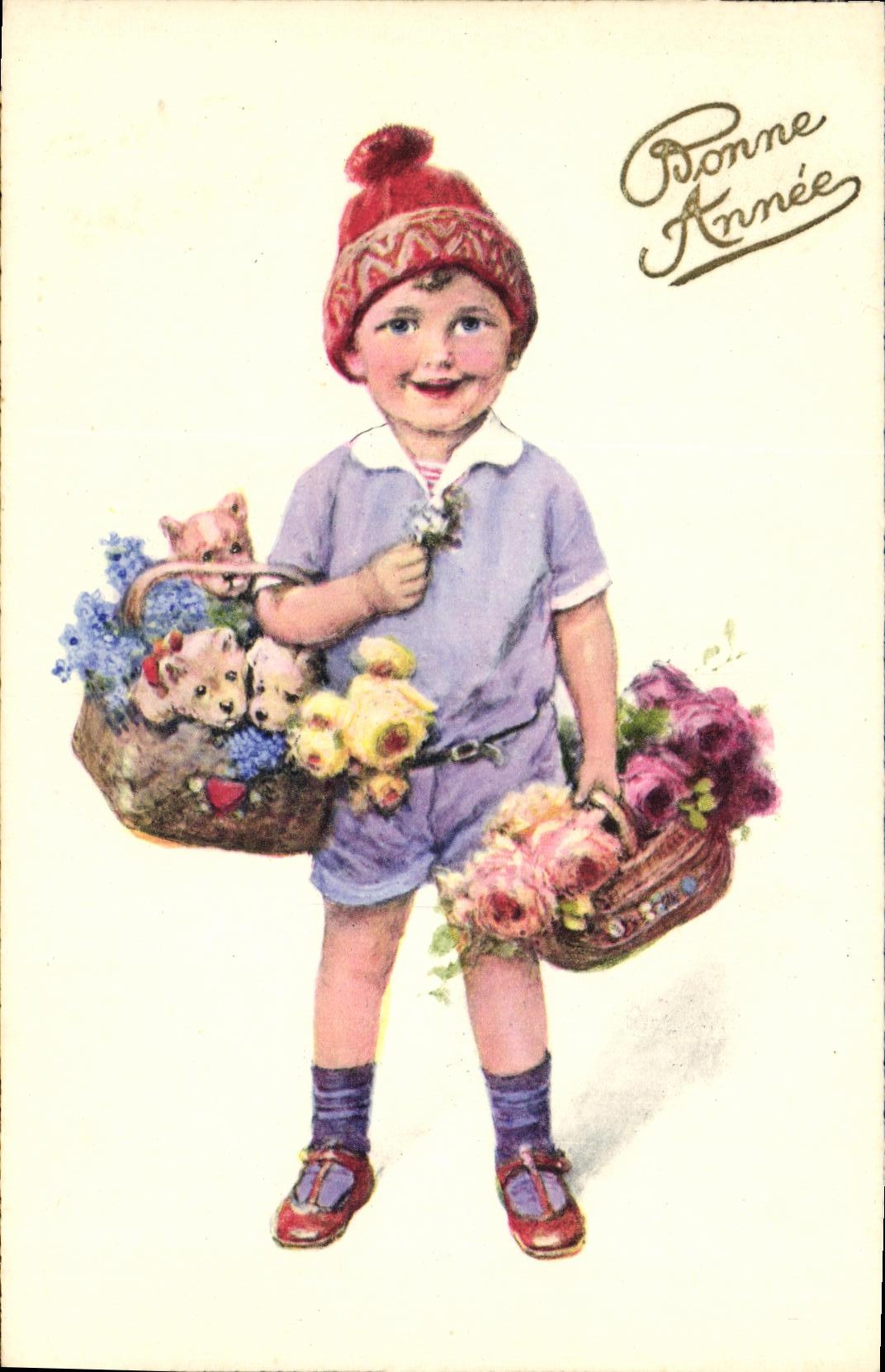 CPA Fantaisie Enfant Ramoneur Chiens Fluer 