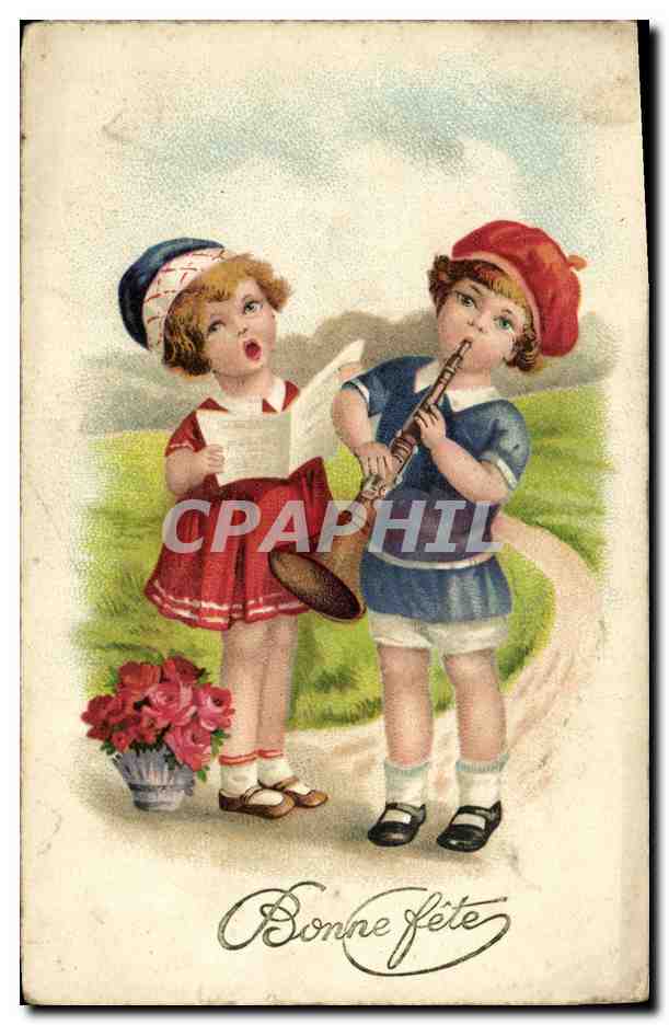 CPA Fantaisie Enfants Trompette 