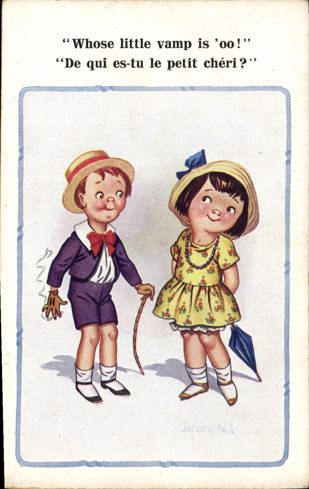 CPA Fantaisie Enfants Whose little vamp is oo Cigarette