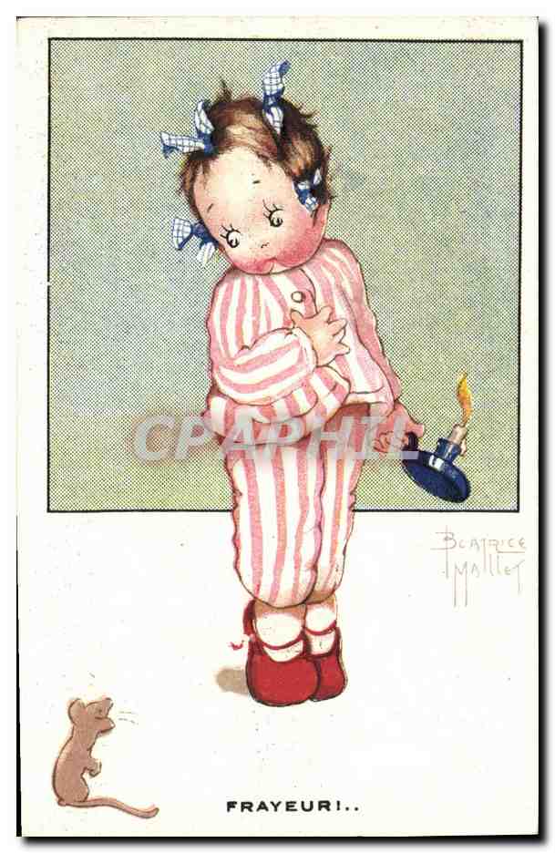 CPA Fantaisie Enfant Frayeur Souri Beatrice Mallet Illustrateur