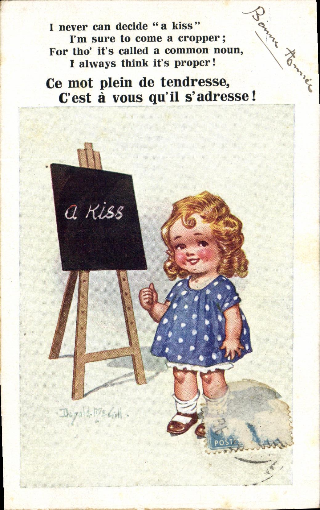 CPA Fantaisie Enfant A kiss Donald Mc Gill