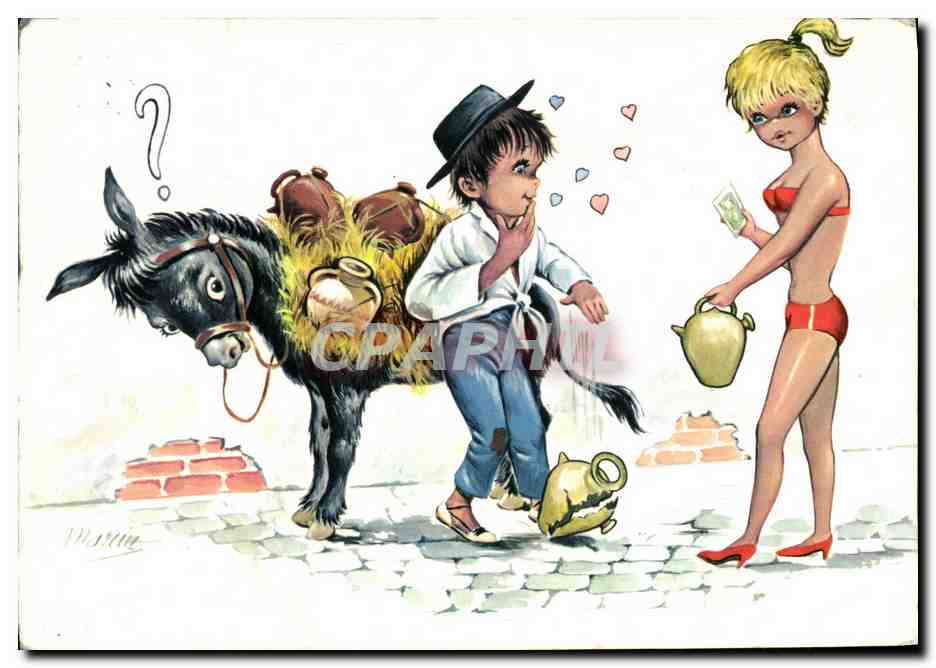 CPM Fantaisie Enfants Cheval 