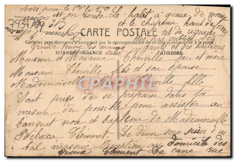 CPA Fantaisie Enfant Bapteme  — Verso
