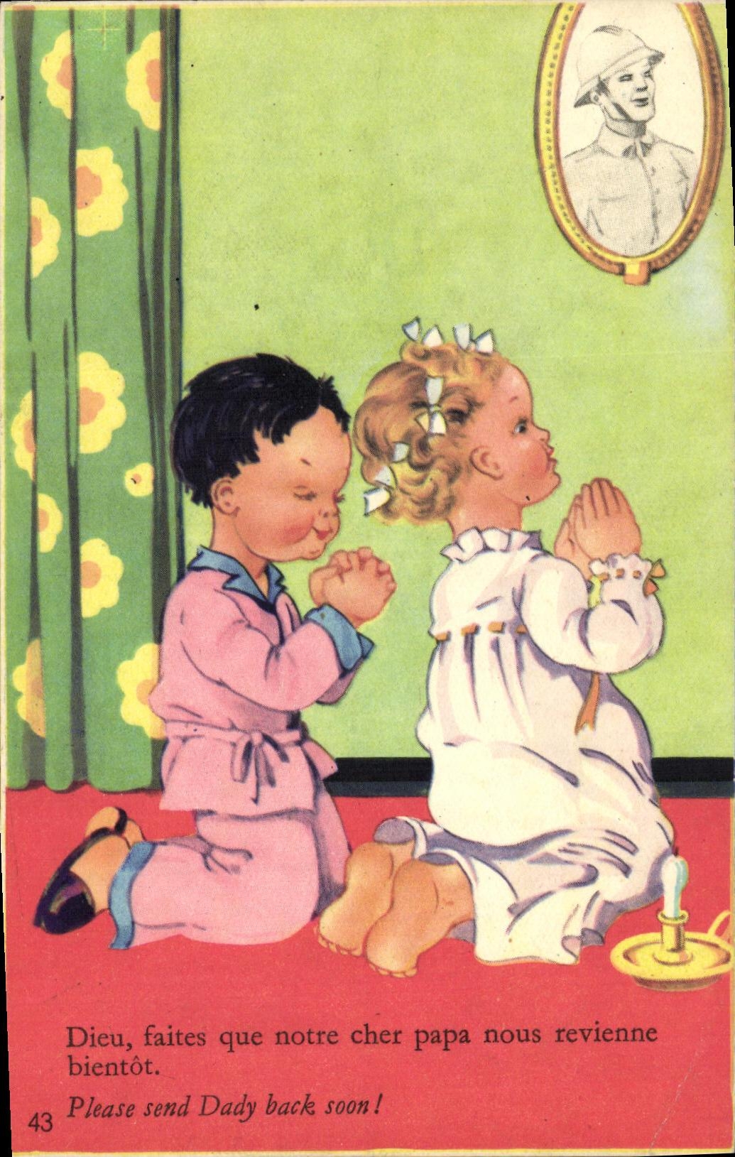 CPA Fantaisie Enfants Please send Dady back soon Militaria 