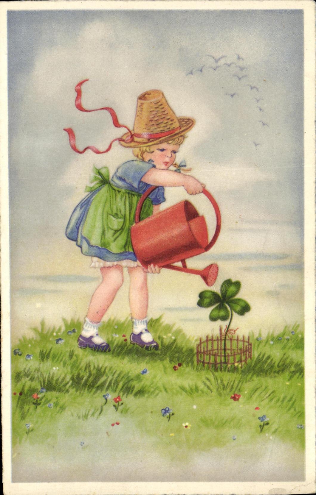 CPA Fantaisie Enfant Arrosoir