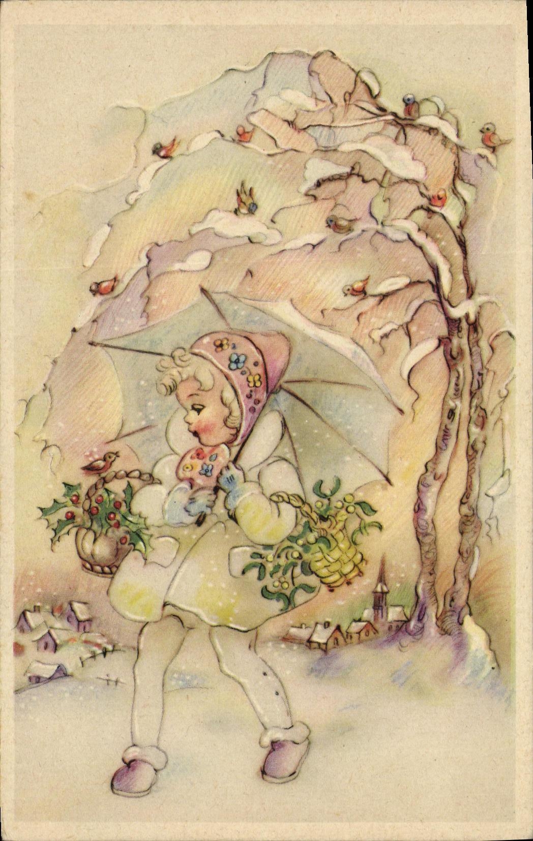 CPA Fantaisie Enfants Parapluie