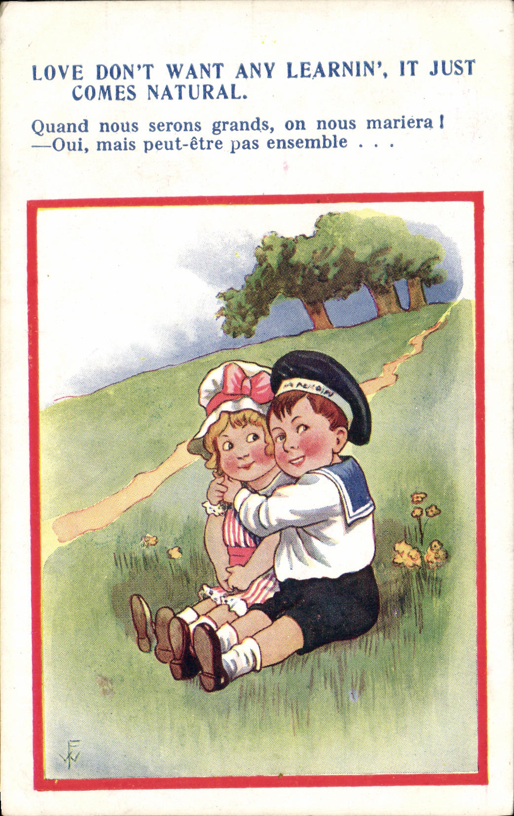 CPA Fantaisie Enfants Love don t want any learnin Marin