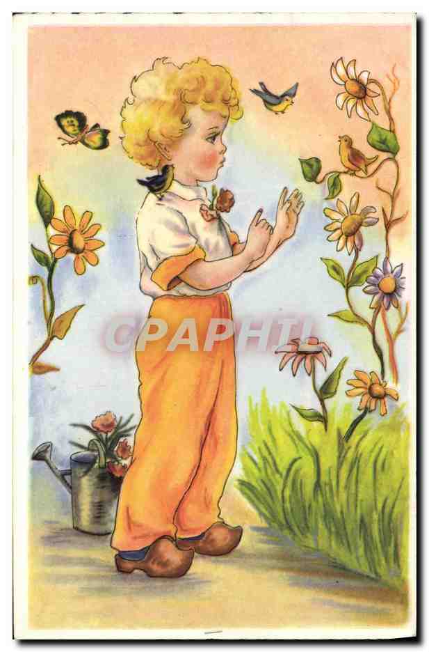 CPA Fantaisie Enfant Papillons