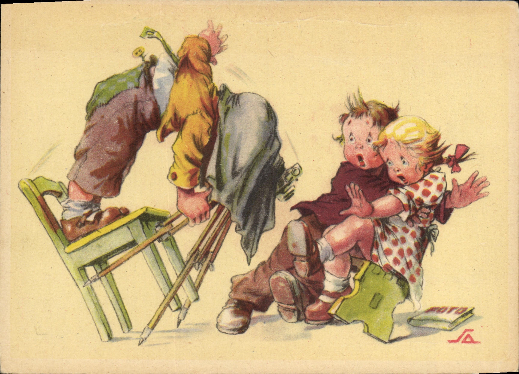 Enfants jouant avec un adulte — illustration — éditeur SA, n°400