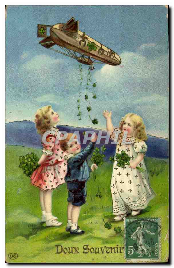 CPA Fantaisie Enfants Dirigeable Zeppelin 
