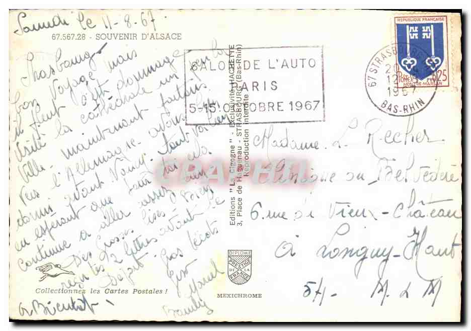 CPSM Fantaisie Enfants Souvenir d Alsace Cigognes — Rückseite