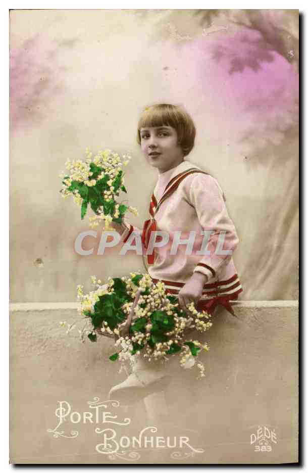 CPA Fantaisie Enfant Porte bonheur