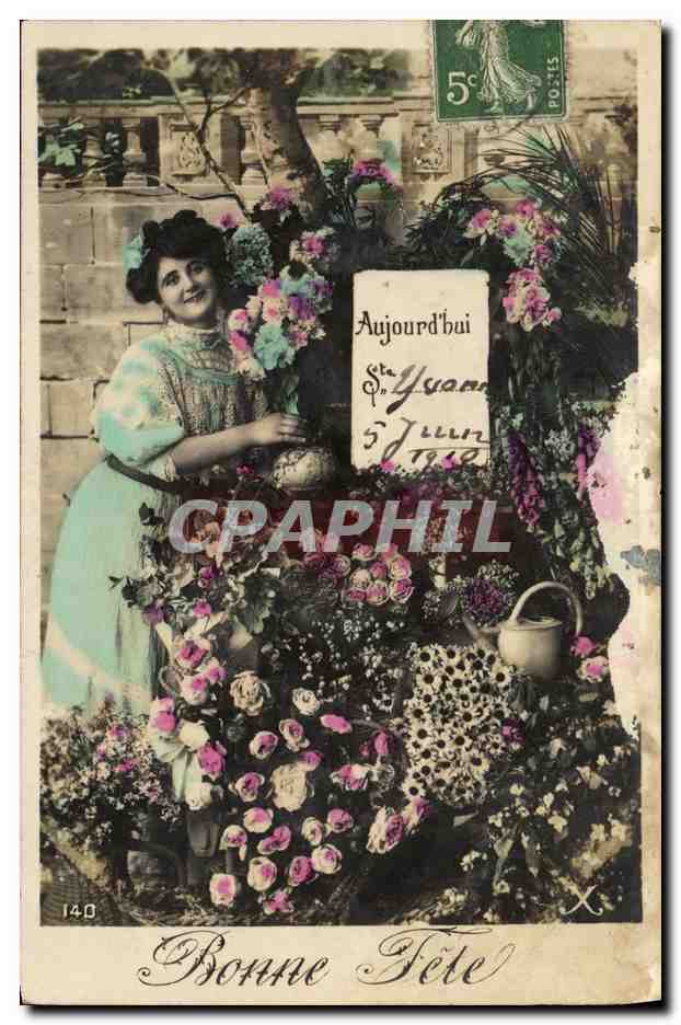 Frau unter Blumen — Saint-Yvan — unbekannter Verlag, Nr. 140