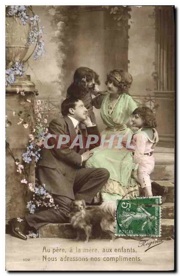 CPA Fantaisie Femme Enfants Chien