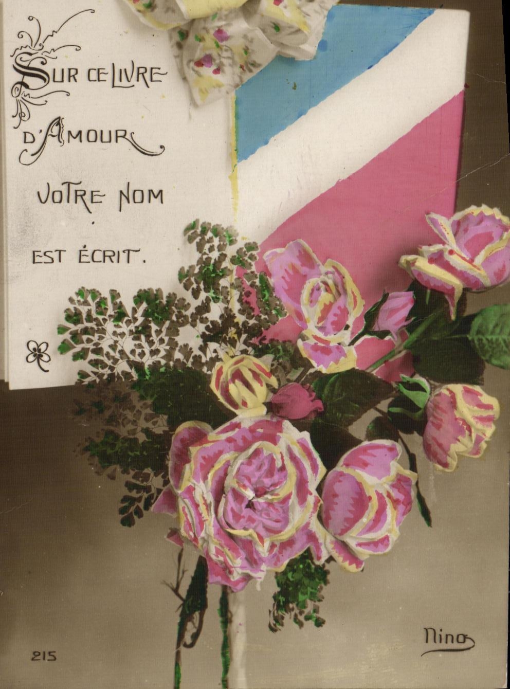 CPA Fantaisie Fleurs Drapeau