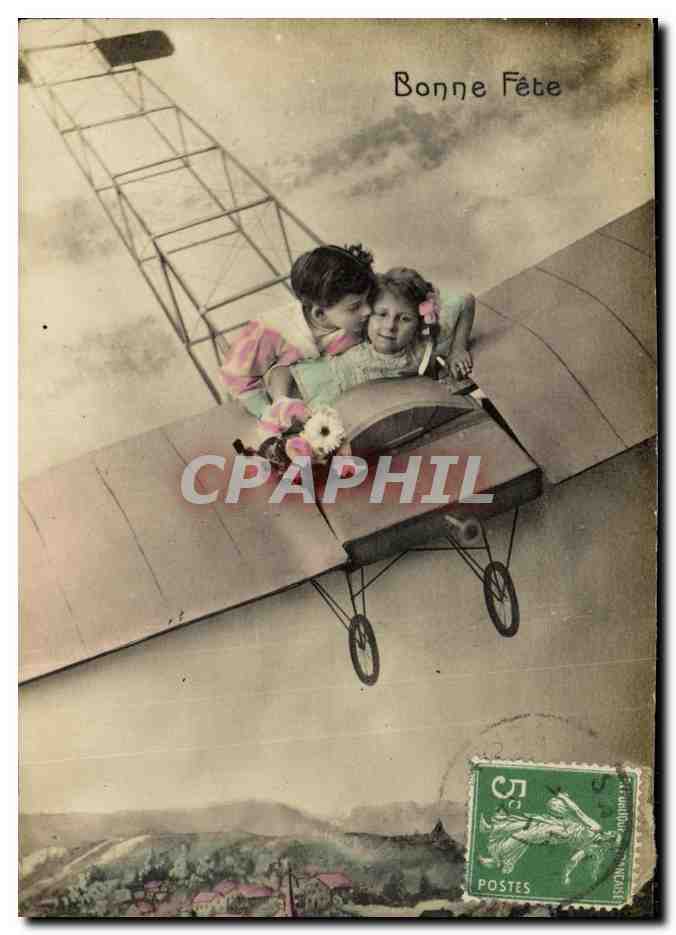 CPA Fantaisie Enfants Avion