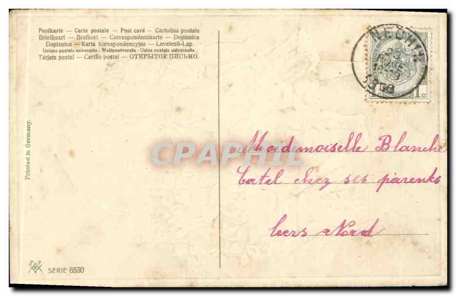 CPA Fantaisie Fleurs Enfant Brouette — Verso