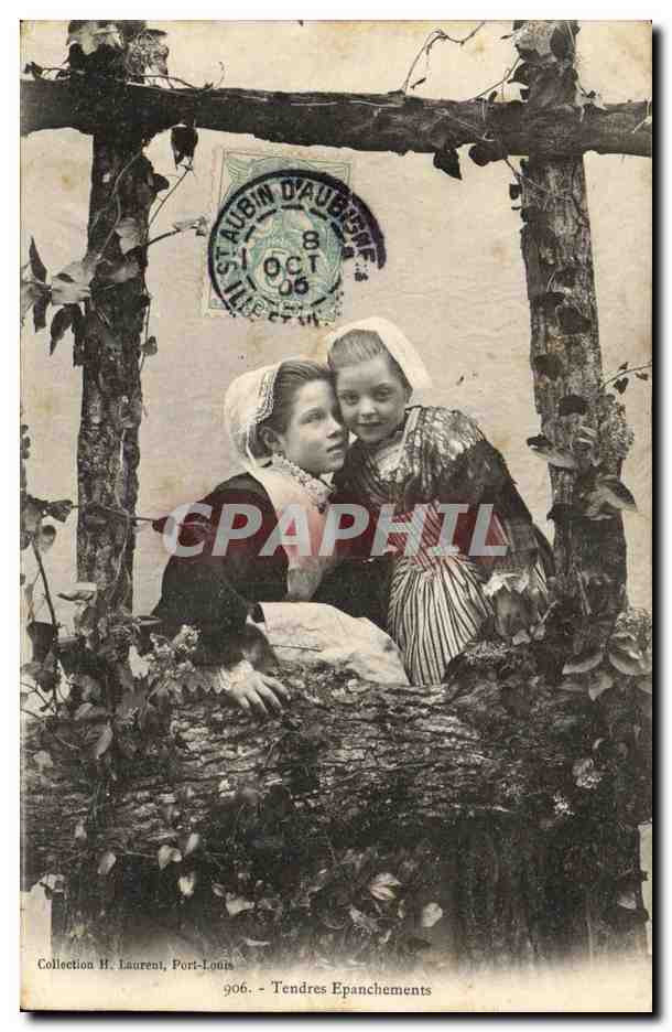 CPA Fantaisie Enfants Tendres epanchements Folklore 