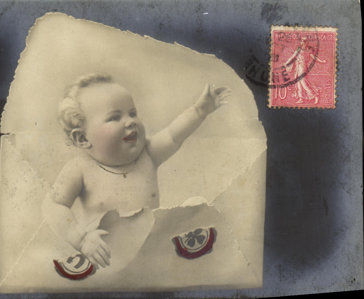 CPA Fantaisie Enfant Bebe Lettre 