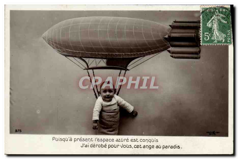 CPA Fantaisie Enfant Dirigeable Zeppelin