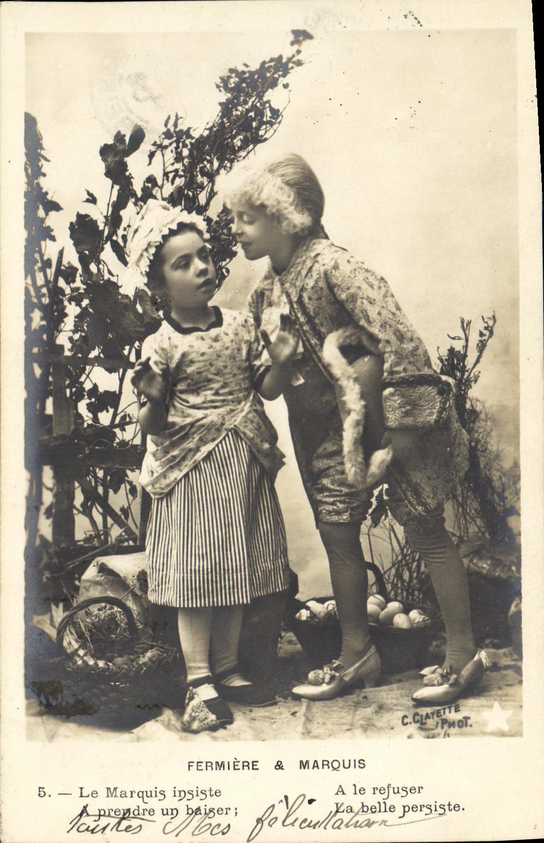 CPA Fantaisie Enfant Fermiere et marquis 