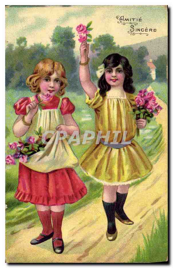 CPA Fantaisie Enfants Amitie sincere