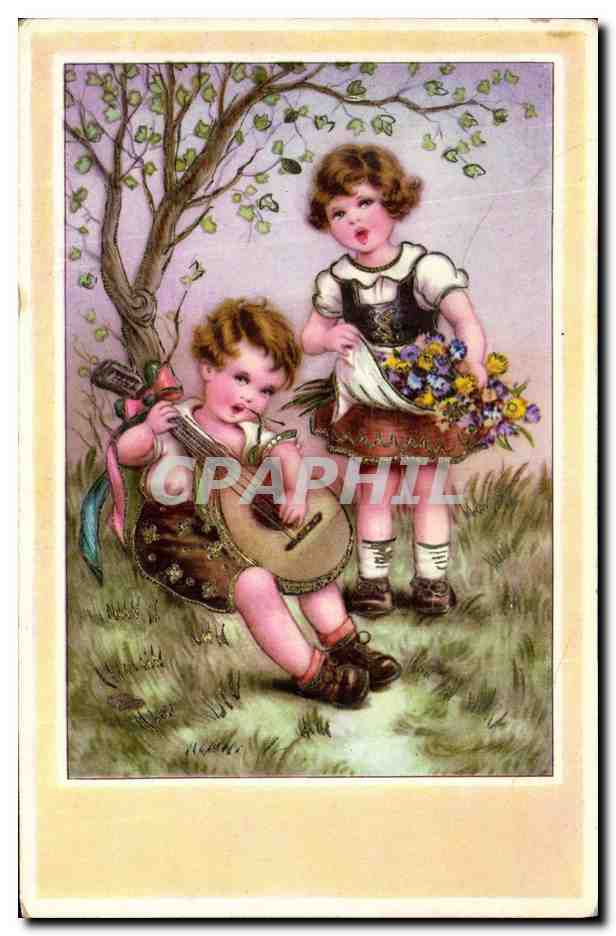 CPA Fantaisie Enfant Guitare