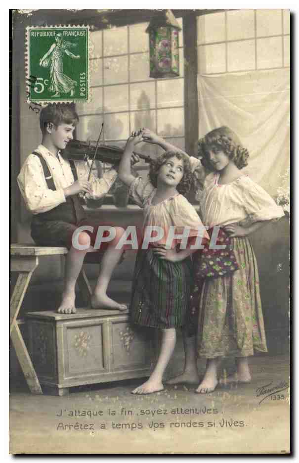 CPA Fantaisie Enfants Violon
